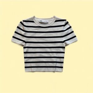 Zara Monochrome Striped Knit Tee